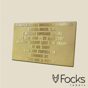 Memorial plaque brass engraved