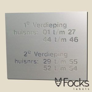 Infomation sign, anodized and engraved aluminium