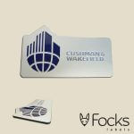 Nameplate, anodised aluminium, engraved, lacquered, contour milled with facet edge