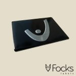 Nameplate, aluminium, embossed, brushed, lacquered in black