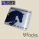 Namensschild aus gebürstetem AluSub Aluminium, Sublimationsdruck, mit Befestigungbohrungen