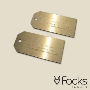 Nameplate brass engraved, contour milled, with hole.
