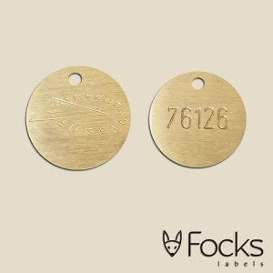 Number label, brass, engraved