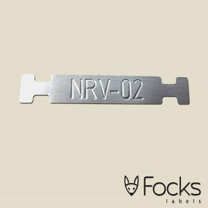 Number label, stainless steel, engraved code