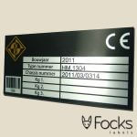 Nameplate anodized aluminium, full colour printing, with varying data and barcodes