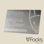 Stainless steel nameplate, burnished, matte etched double sided, machine punched