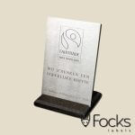 Award anodized aluminium, in stainless steel look, engraved