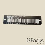 Barcode label, anodised aluminium, laser engraved, consecutive barcodes