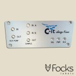 Control panel, anodized aluminium, engraved and lacquered, countersunk holes.