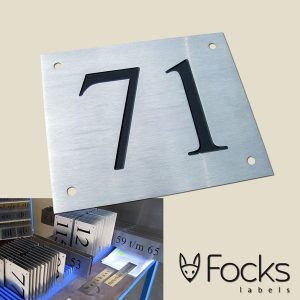 Signage, stainless steel, engraved