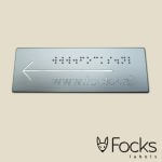 Signage in braile, aluminium, arrow engraved