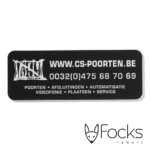 Nameplate, anodised aluminium, printed in black, with 3M468 adhesive