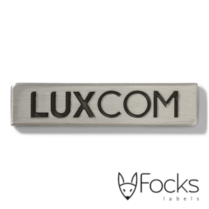 Naamlabel voor luxe buitenverblijven, gegoten zinklegering, antiek zilver look vernikkeld, tekst ingelakt in zwart