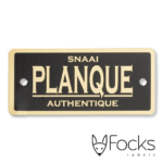 Nameplate brass, etched and lacquered in black, with holes for mounting.