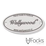 Nameplate, anodised aluminium, printed in black, contour milled, abrasion resistant, with holes for mounting