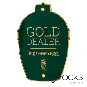 Big Green Egg naamplaat, gegoten zinklegering, goud vernikkeld, ingelakt in 1 kleur